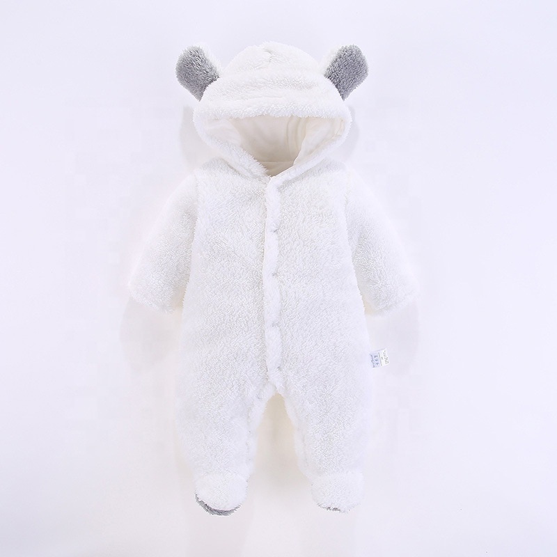 Winter Newborn Infant Toddler Boys Girls Cartoon Bear Snowsuit Baby Warm Fleece Hooded Romper Jumpsuit