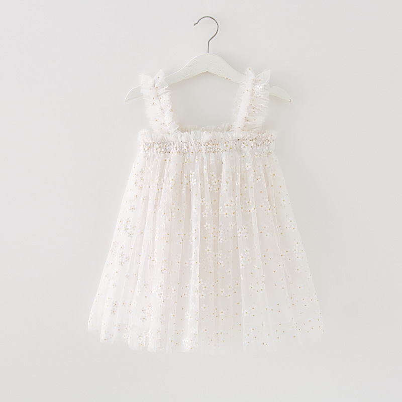 1Pcs Private Label RTS Summer Infant Toddler Children Clothes Tulle Floral Girls Kids Dress