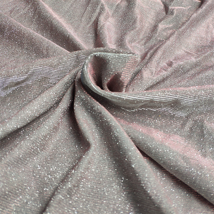 Solid Color Stock Polyester Spandex Knitted Silver Mesh Fabric Metallic Lurex Fabric