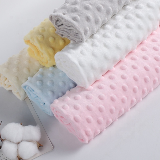 High quality super soft plush fur velvet cuddle bubble dot minky fabric for home textile