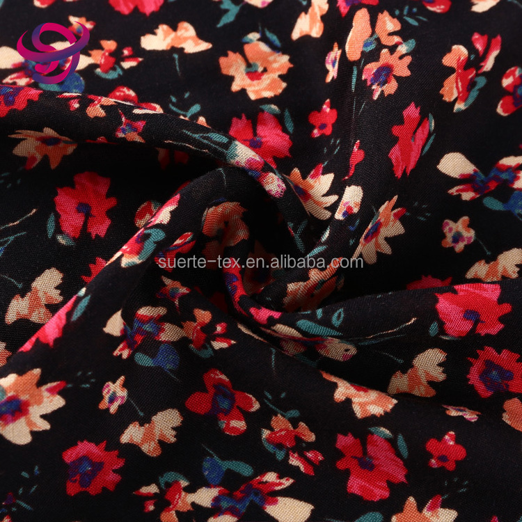 Shaoxing textile fashion floral pattern woven rayon printed viscose polyester fabric for dress