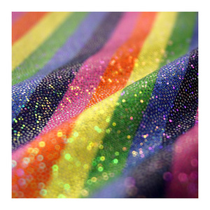 High quality new design colorful rainbow shiny glitter stretch hologram polyester spandex holographic fabric