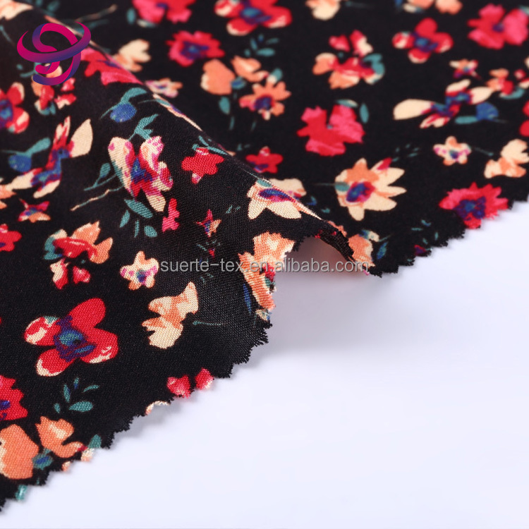 Shaoxing textile fashion floral pattern woven rayon printed viscose polyester fabric for dress