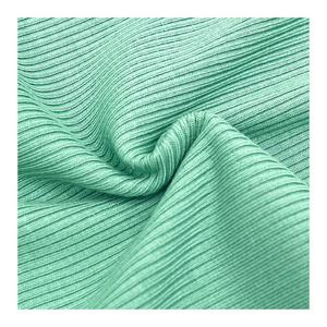 1*1 100% Organic cooling knitted ribbed bamboo fabric cotton spandex jersey baby clothing by the yard