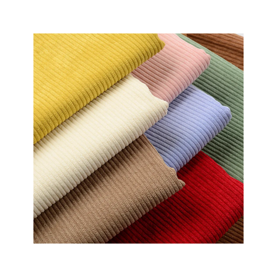 Good quality Soft Touch 100% polyester 8 wales corduroy fabric for garment trousers and dress coat apparel factory