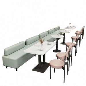 Design New Custom Design Cafe Beverage Seating Table Bench Sofa Set Leather Upholstery Restaurant Booth