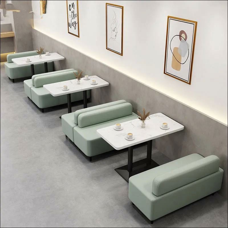 Design New Custom Design Cafe Beverage Seating Table Bench Sofa Set Leather Upholstery Restaurant Booth