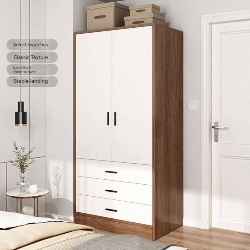 2023 Suessen Simple Wardrobe Home Bedroom Economy Cabinet Solid Wood Color Two-Door Wardrobe