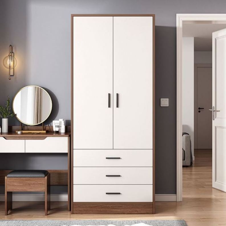 2023 Suessen Simple Wardrobe Home Bedroom Economy Cabinet Solid Wood Color Two-Door Wardrobe