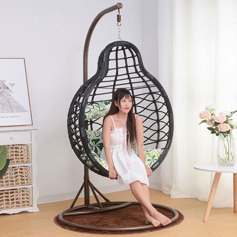 2023 Wholesale Outdoor Swing Hanging Chair Black Thick Rattan Bird's Nest Cradle Household Hanging Basket Rattan Chair