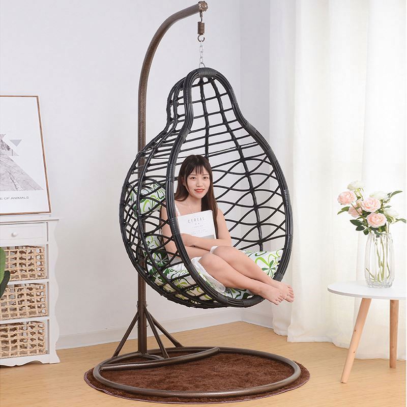 2023 Wholesale Outdoor Swing Hanging Chair Black Thick Rattan Bird's Nest Cradle Household Hanging Basket Rattan Chair