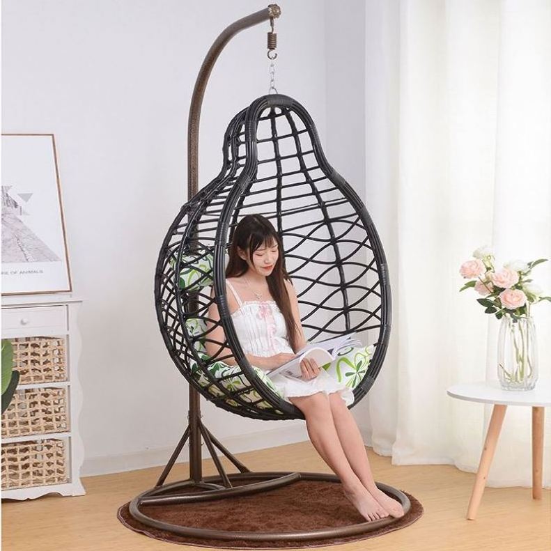 2023 Wholesale Outdoor Swing Hanging Chair Black Thick Rattan Bird's Nest Cradle Household Hanging Basket Rattan Chair