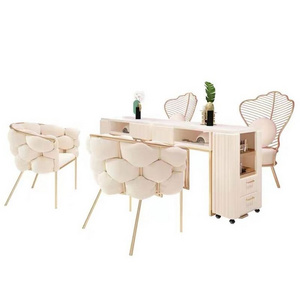 Nail Table Desk Double Single Modern Marble Effect Nail Tech Desk Table And Chair Set