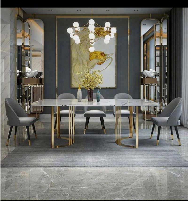 Factory Wholesale OEM/ODM Dining Room Furniture Modern Design Home Set Marble Top Dining Table Set