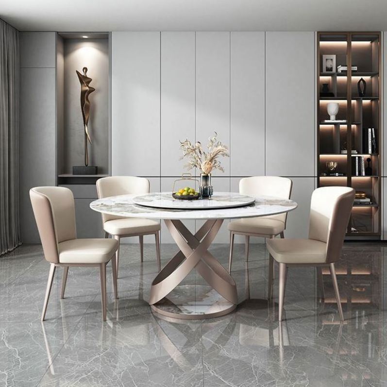 2023 Suessen Hot Sale Leatherette Beige Lily Dining Room Chairs With Metal Frame Legs