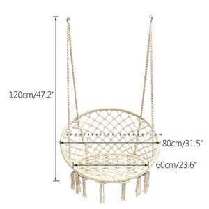 2023 Suessen Hot Selling Round Cotton Rope Hanging Chair Outdoor Swing Terrace Swing Factory Wholesale