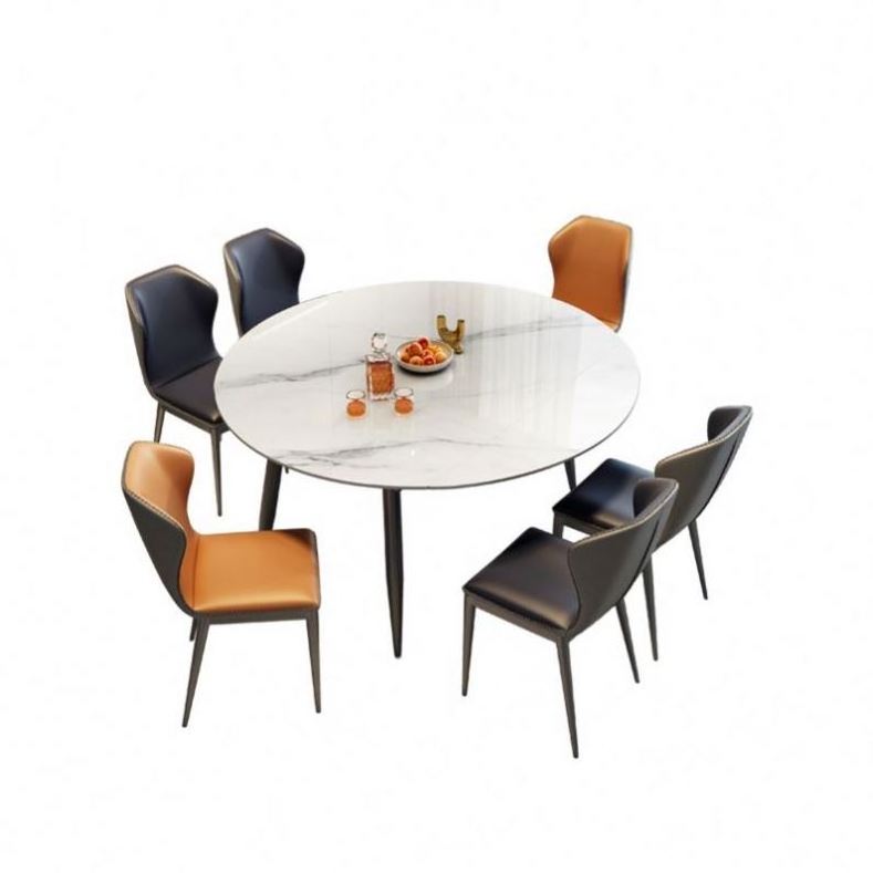 2023 Suessen Hot Modern Metal Rock Plate Retractable Reduced House Dining Table And Chair Combination