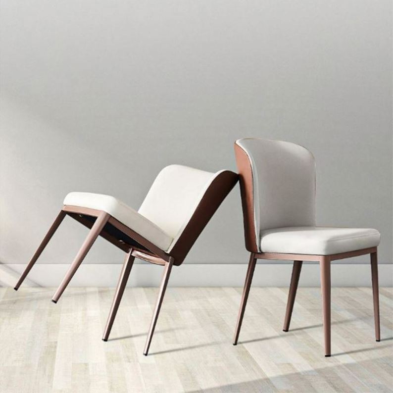 2023 Suessen Hot Sale Leatherette Beige Lily Dining Room Chairs With Metal Frame Legs