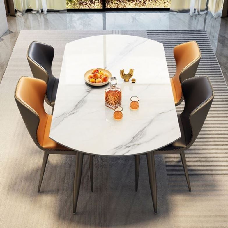 2023 Suessen Hot Modern Metal Rock Plate Retractable Reduced House Dining Table And Chair Combination