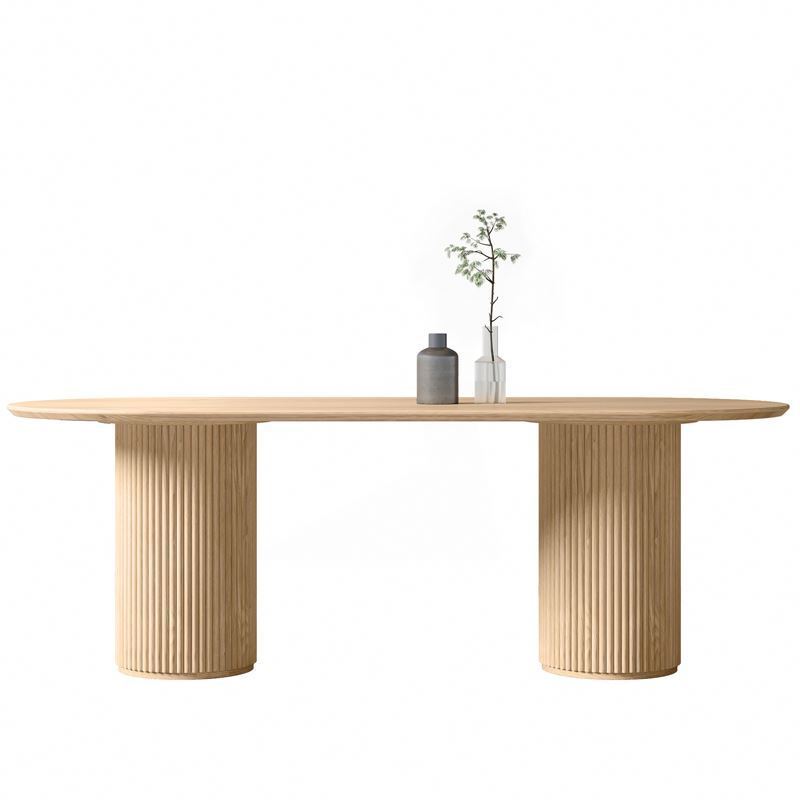 Nordic Apartments Simple Dining Room Furniture Oval Solid Wood Dining Table