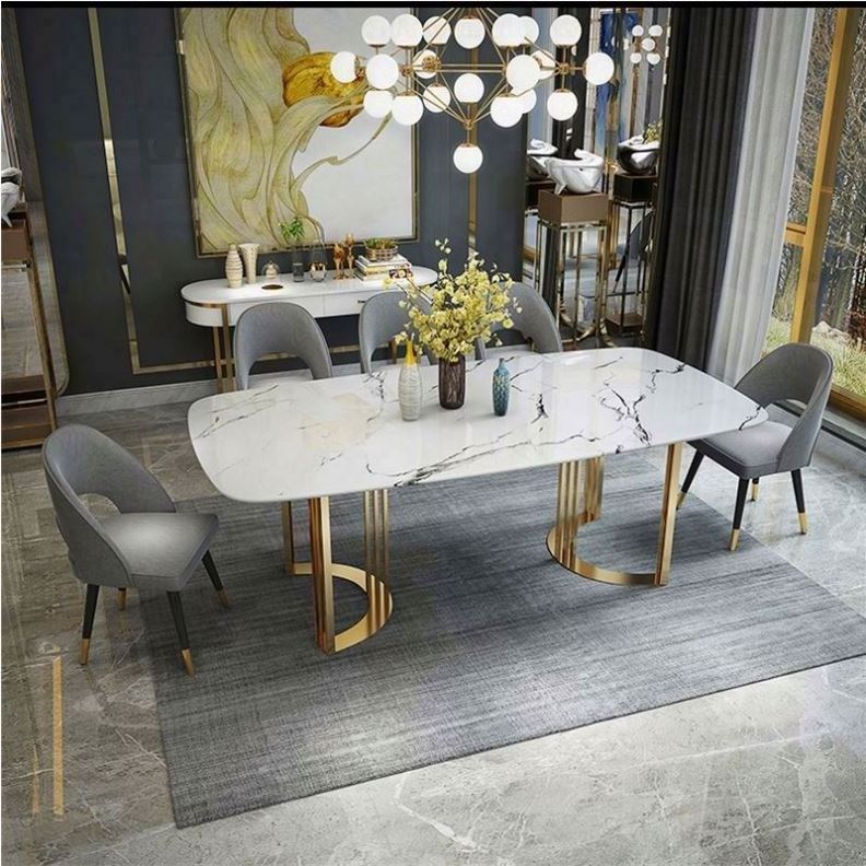 Factory Wholesale OEM/ODM Dining Room Furniture Modern Design Home Set Marble Top Dining Table Set