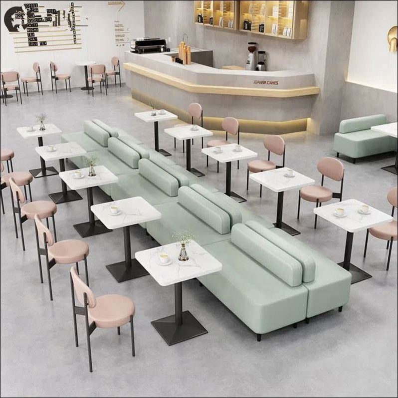 Design New Custom Design Cafe Beverage Seating Table Bench Sofa Set Leather Upholstery Restaurant Booth