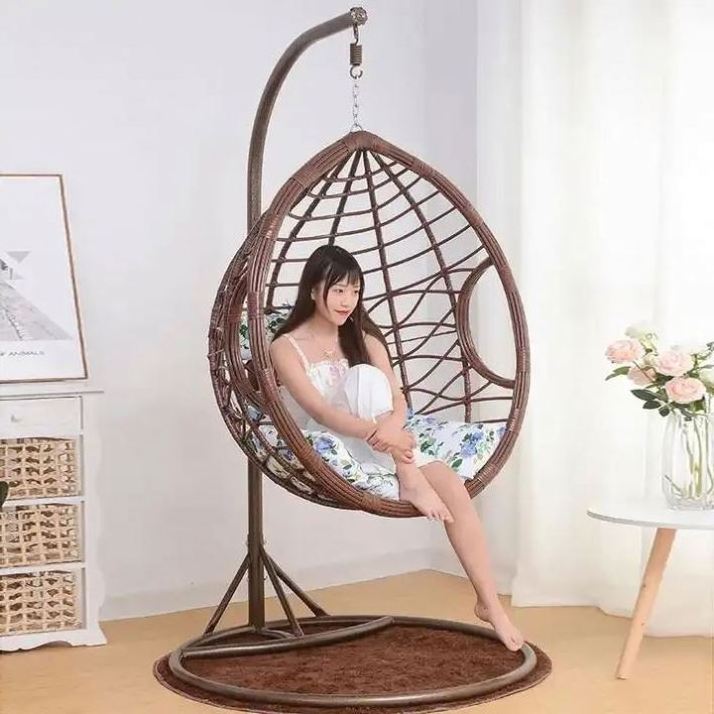 Manufacturers Can Customize Wholesale Outdoor PE Rattan Art Swing Egg Chair Hanging Basket Indoor Leisure Rattan Chair