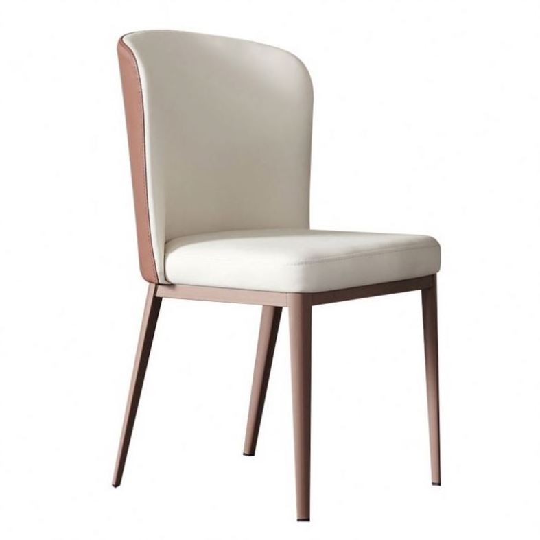 2023 Suessen Hot Sale Leatherette Beige Lily Dining Room Chairs With Metal Frame Legs