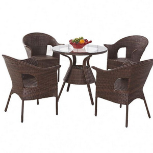 2023 Suessen European Leisure Folding Garden Set Hollow Outdoor Furniture Balcony PE Rattan Table And Chair Set Dining