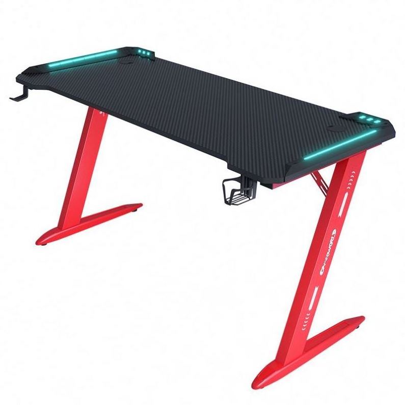 Z Shaped LED Laptop Gaming Table L Shape Best Gaming Desk Mesa Gamer Carbon Fiber Desktop