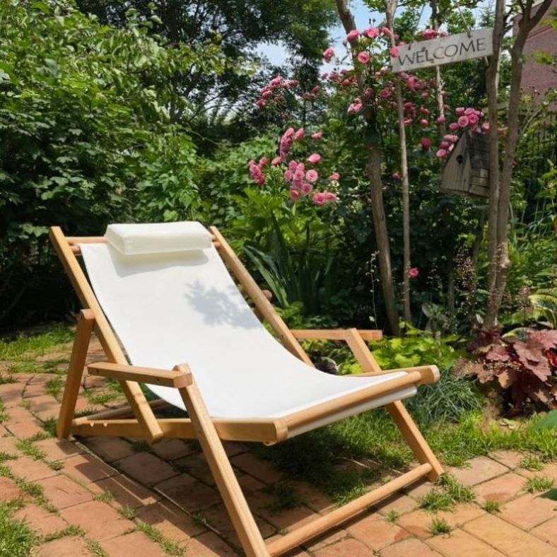 Suessen Garden Lounge Chair Solid Wood Folding Beach Chair Leisure Camping Canvas Chair Factory Wholesale