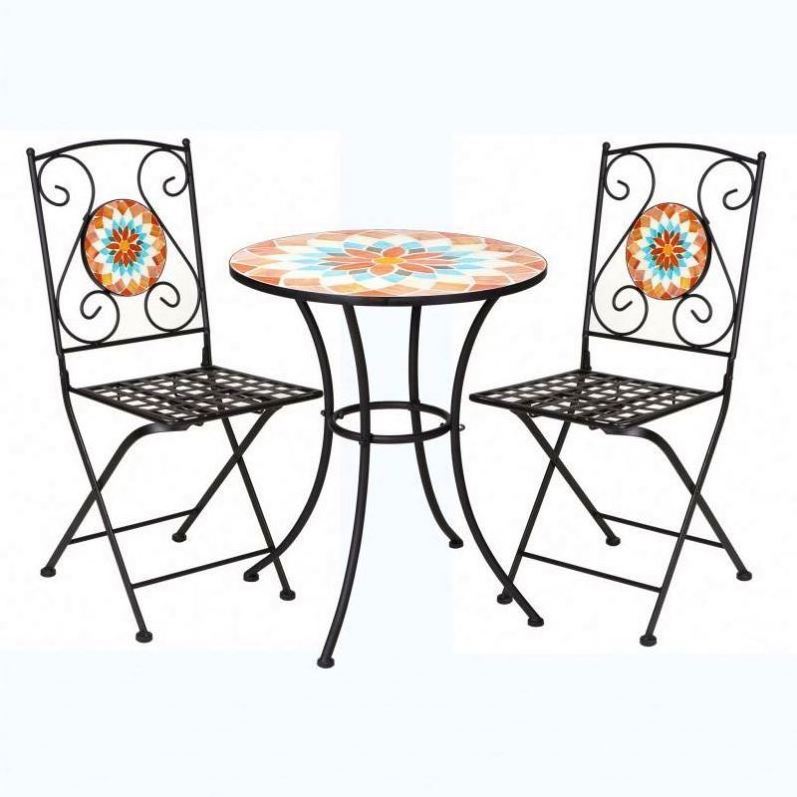 Factory Supply Outdoor Rond Mosaic Tile Bistro Furniture Set