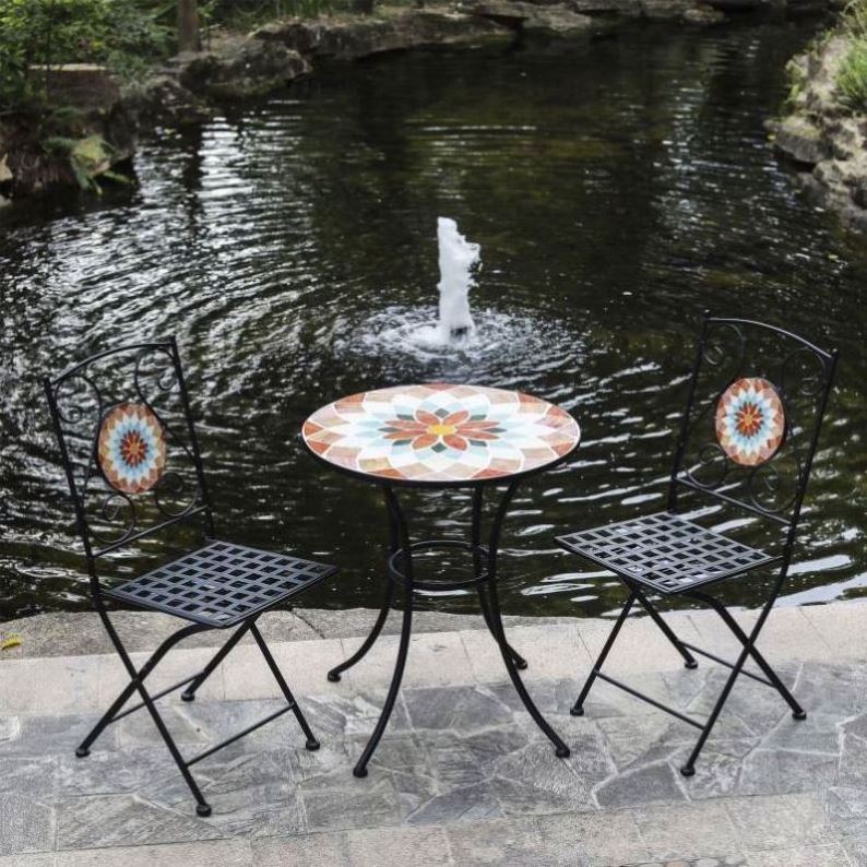 Factory Supply Outdoor Rond Mosaic Tile Bistro Furniture Set