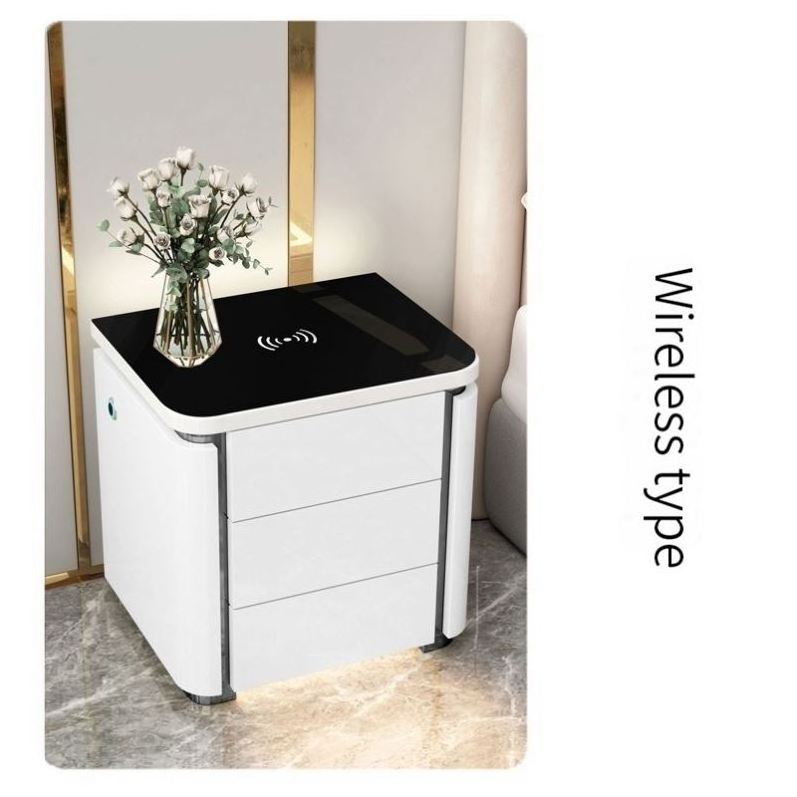 2023 Suessen Hot Sell Modern Smart Induction Light Wireless USB Fingerprint Lock Bedside Table Nightstand