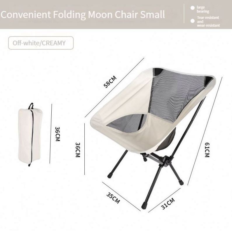 2023 Suessen Outdoor Portable Folding Camping Moon Chair Fishing Chair Breathable Mesh Backrest Beach Chair Factory Wholesale