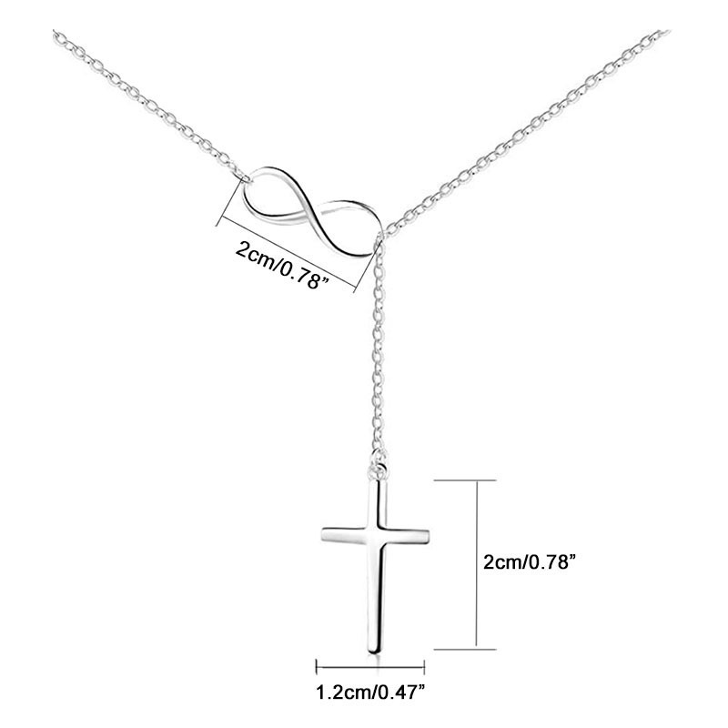 Fashion Simple Adjustable Women Pendant Stainless Steel Cross Infinity Necklace