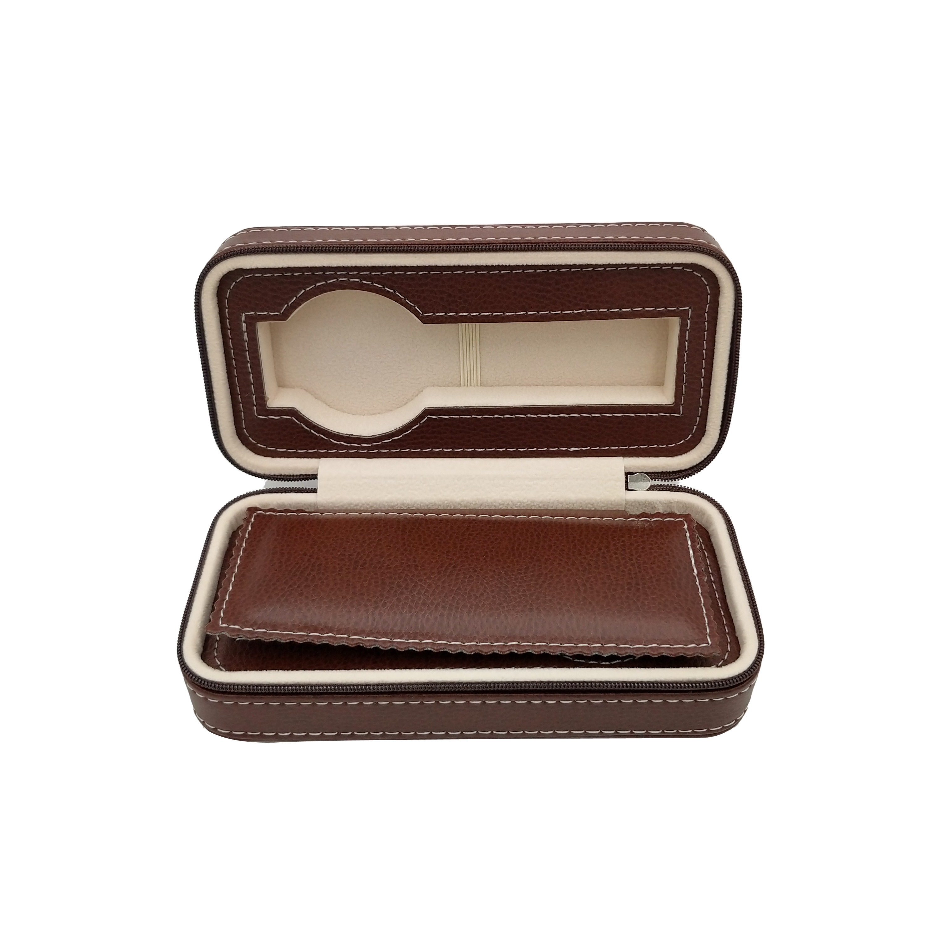 Zipper watch box 2 pcs Black Brown portable travel watch storage bag watch case manufacturers