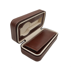 Zipper watch box 2 pcs Black Brown portable travel watch storage bag watch case manufacturers