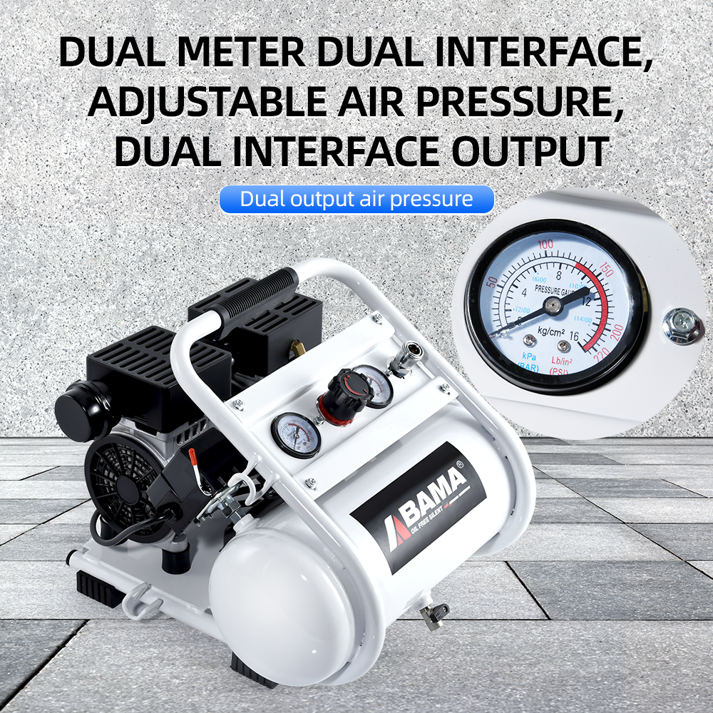 New 220V 1HP 128L/min Portable Electric Dental Piston Air Compressor With 8L Aluminium Air Tank