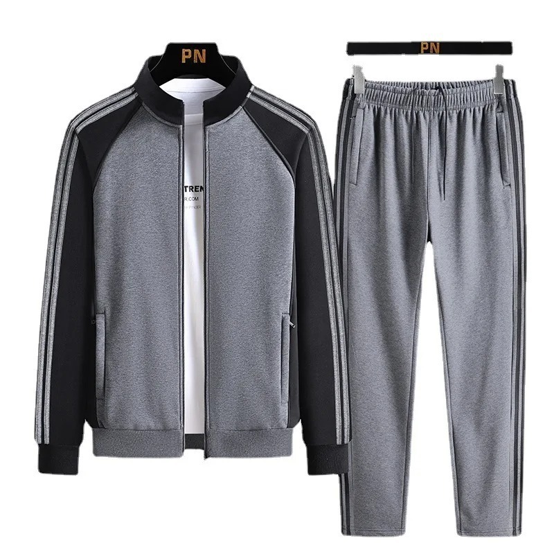 Casual Sweat Suit Sports Running Sets Fashion Jacket + Pants Sportswear Long Sleeve Tracksuit Plus Size Clothes for Men