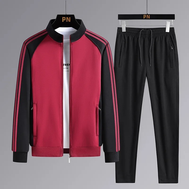 Casual Sweat Suit Sports Running Sets Fashion Jacket + Pants Sportswear Long Sleeve Tracksuit Plus Size Clothes for Men