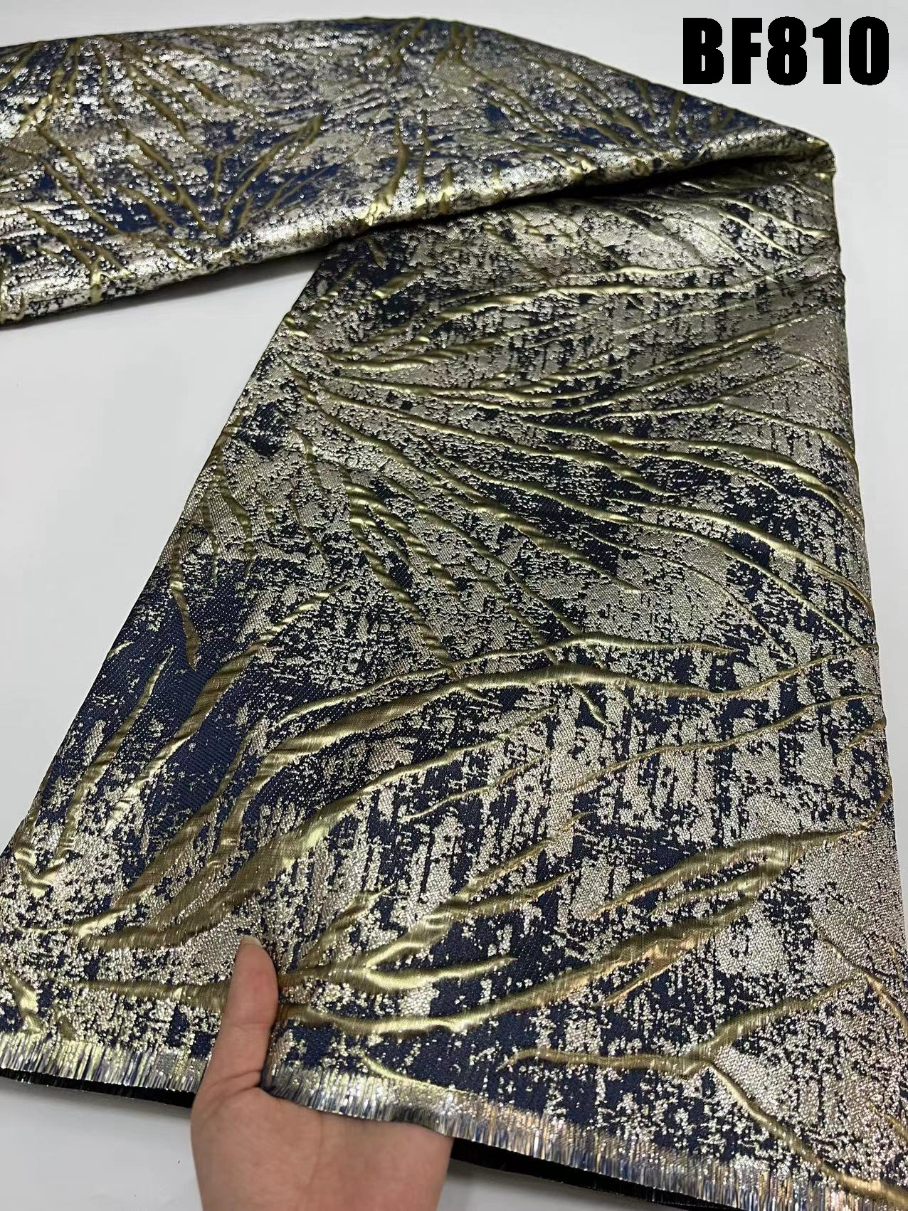 European brocade evening dress lace fabric Chinese jacquard metal stripe pattern embroidery brocade lace fabric