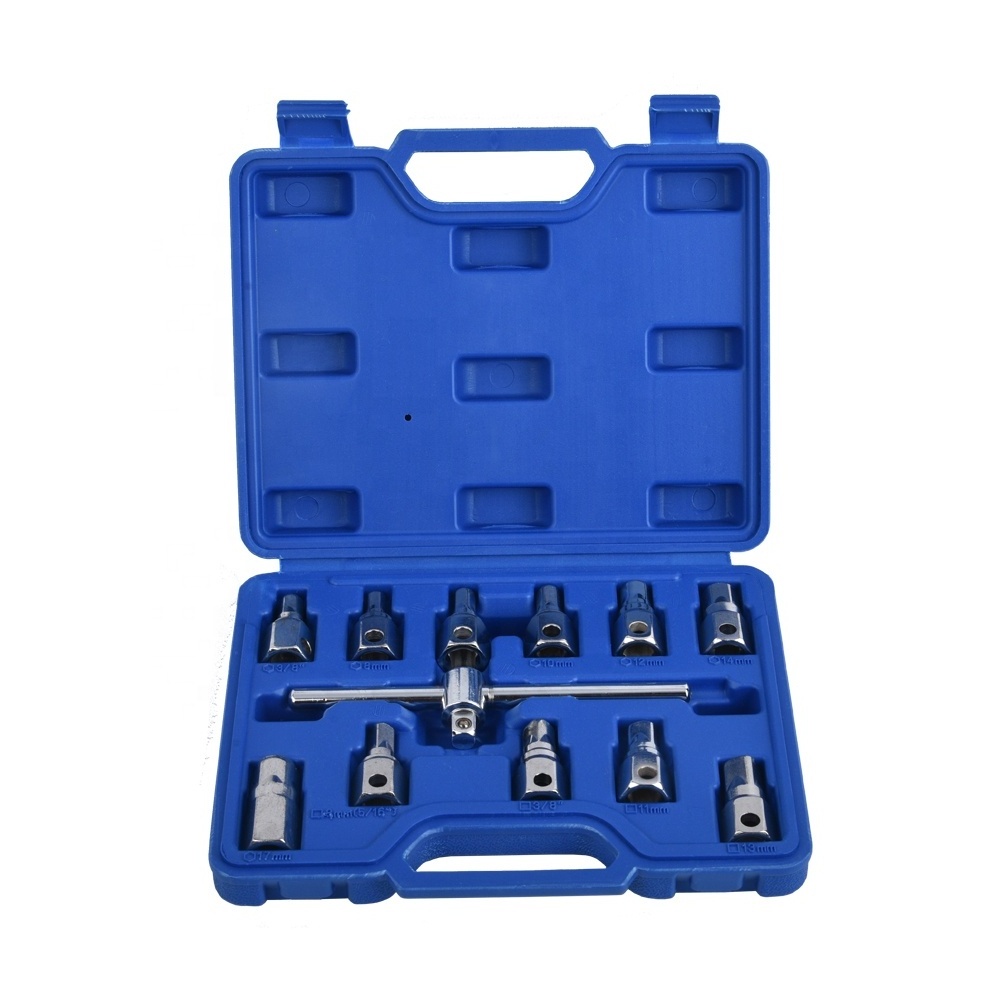 SUGETOOLS 12pcs engine repair oil drain pipe plug quadrangle hexagonal oil drain screw set socket screw removal tool