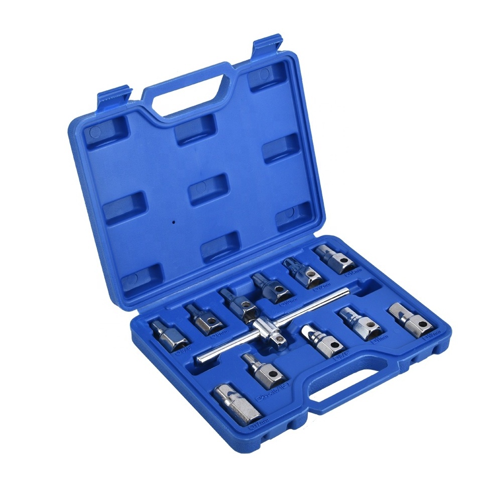 SUGETOOLS 12pcs engine repair oil drain pipe plug quadrangle hexagonal oil drain screw set socket screw removal tool