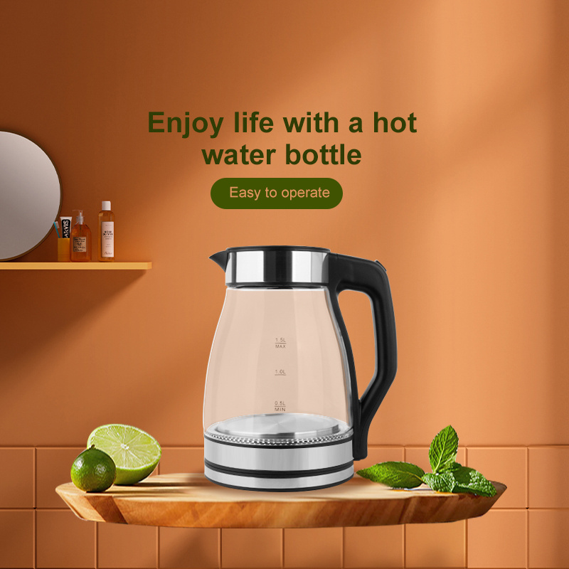 Best Selling 1.2L/1.5L  360 Degree Cordless Glass Electric Kettle with Tea Basket boil water