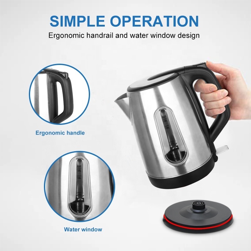 Electric Kettle 120V/220V Stainless Steel Cordless Portable 1200W Quick Heating 1.8L Tea Pot for Family