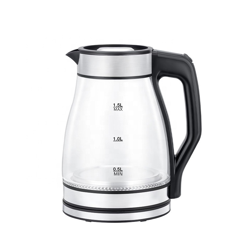 Best Selling 1.2L/1.5L  360 Degree Cordless Glass Electric Kettle with Tea Basket boil water