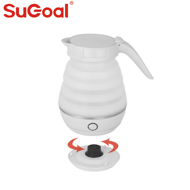 Upgraded Food Grade Silicone Travel Foldable Electric Kettle Heating Water Boiler Tea Pot for Camping