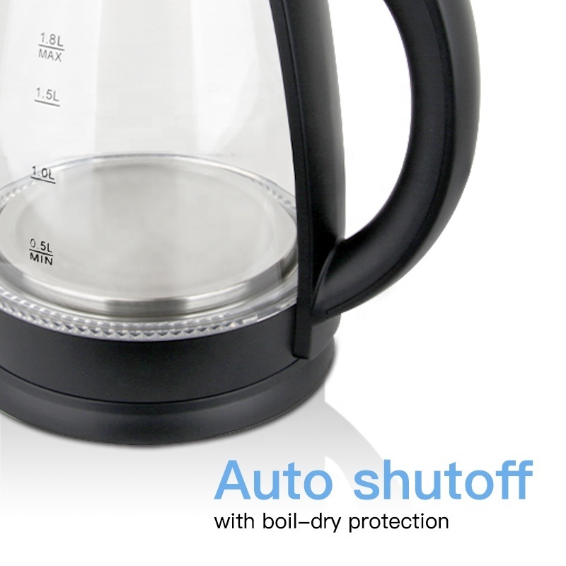 Factory outlet High quality 360 degree rotational base water boiler and warmer electric Glass Kettle