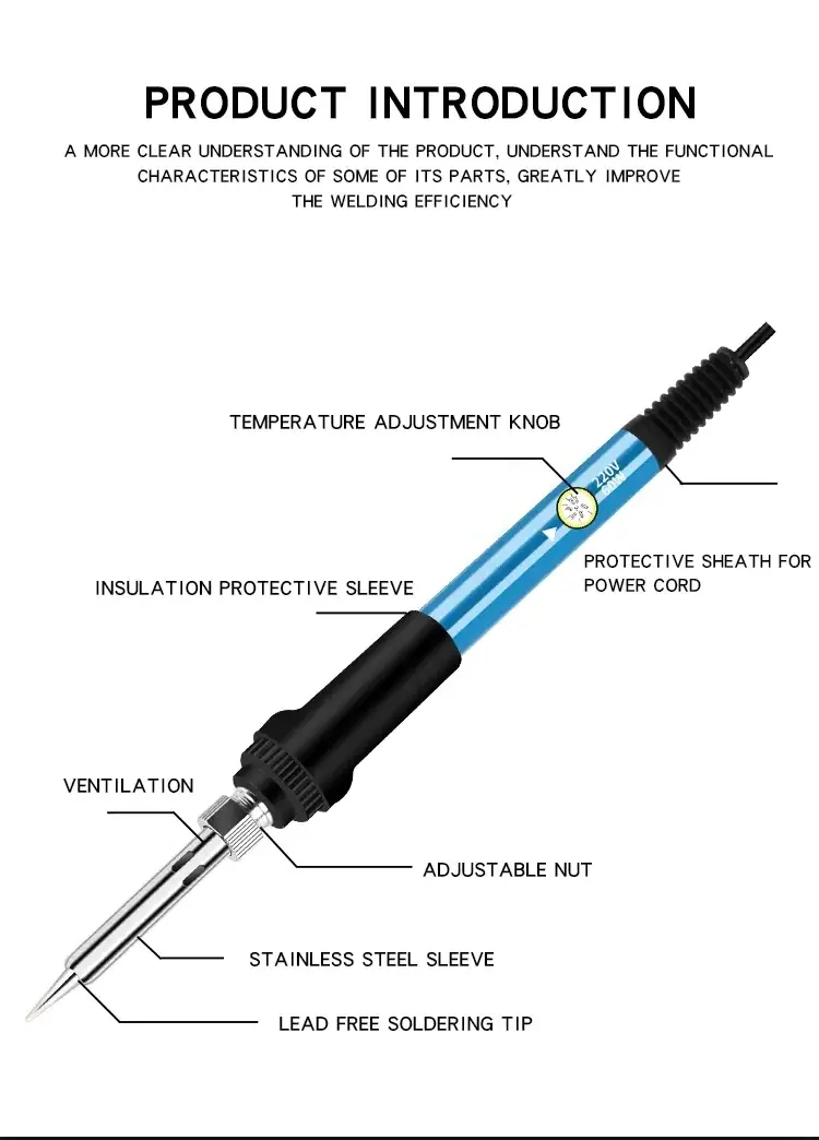 Sugon 220V 60w Fast Heating Adjustable Temperature Electric Soldering Irons High Power Soldering Rework Repair Tools